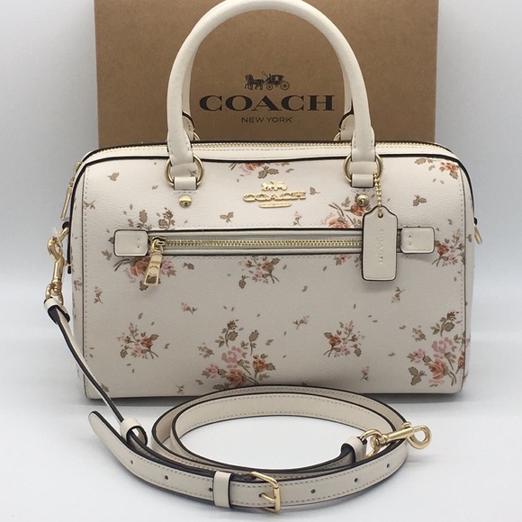 COACH ROWAN SATCHEL WITH ROSE BOUQUET PRINT - Picture 7 of 16